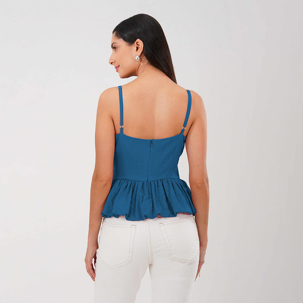 Peplum Strap Top (Navy)