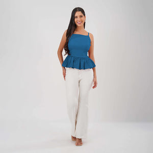 Peplum Strap Top (Navy)