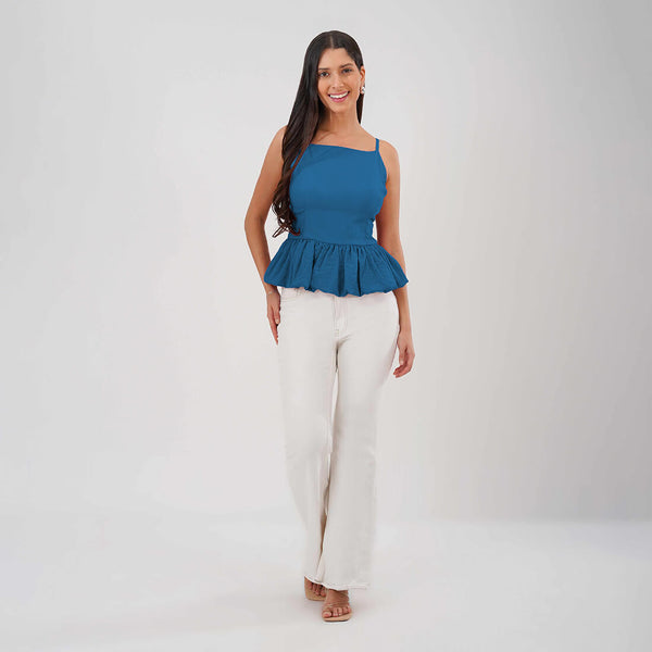 Peplum Strap Top (Navy)