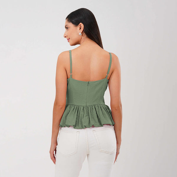 Peplum Strap Top (Green)