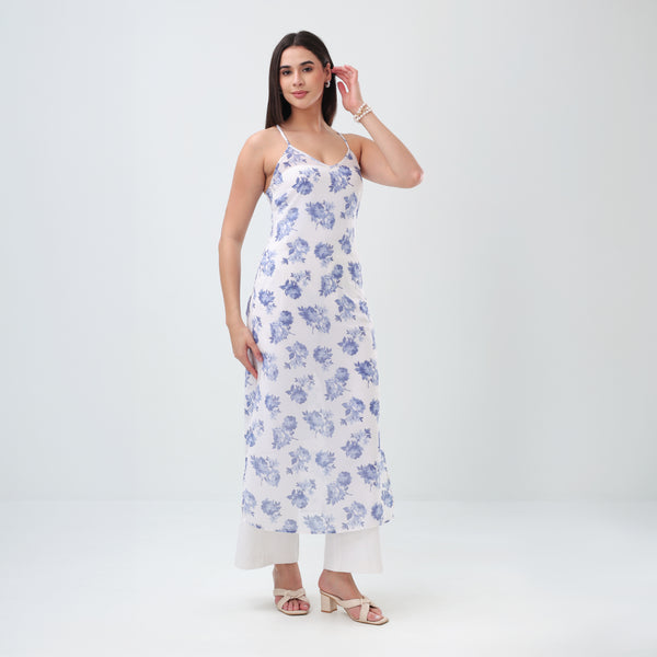 Sapphire Bloom Floral Kurti
