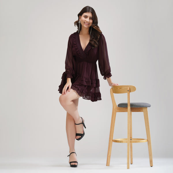 Ruffle Wrap Short Dress