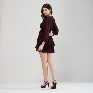 Ruffle Wrap Short Dress