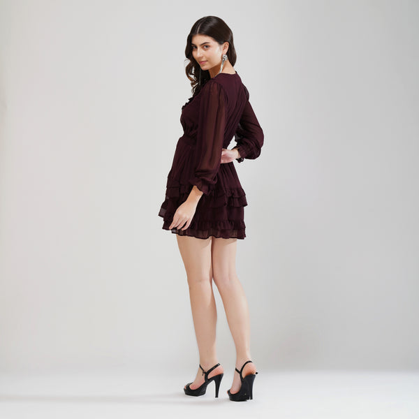 Ruffle Wrap Short Dress