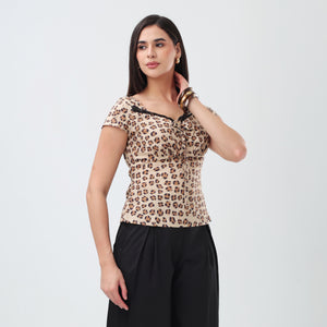 Leopard Lace Top
