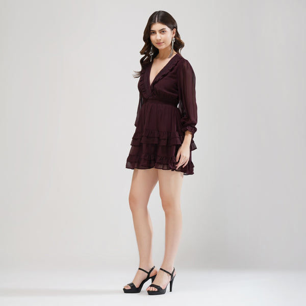 Ruffle Wrap Short Dress
