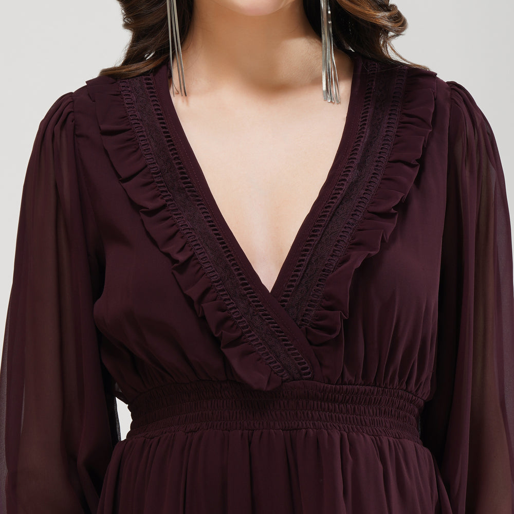 Ruffle Wrap Short Dress