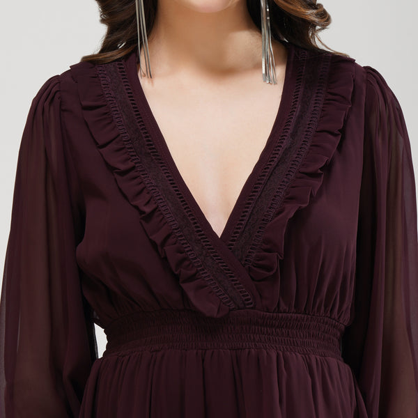 Ruffle Wrap Short Dress