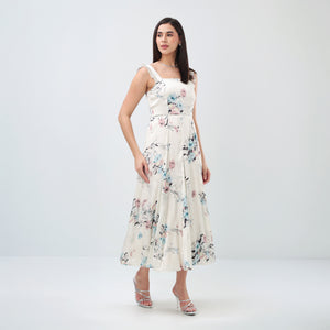 Ivory Blossom Midi Dress