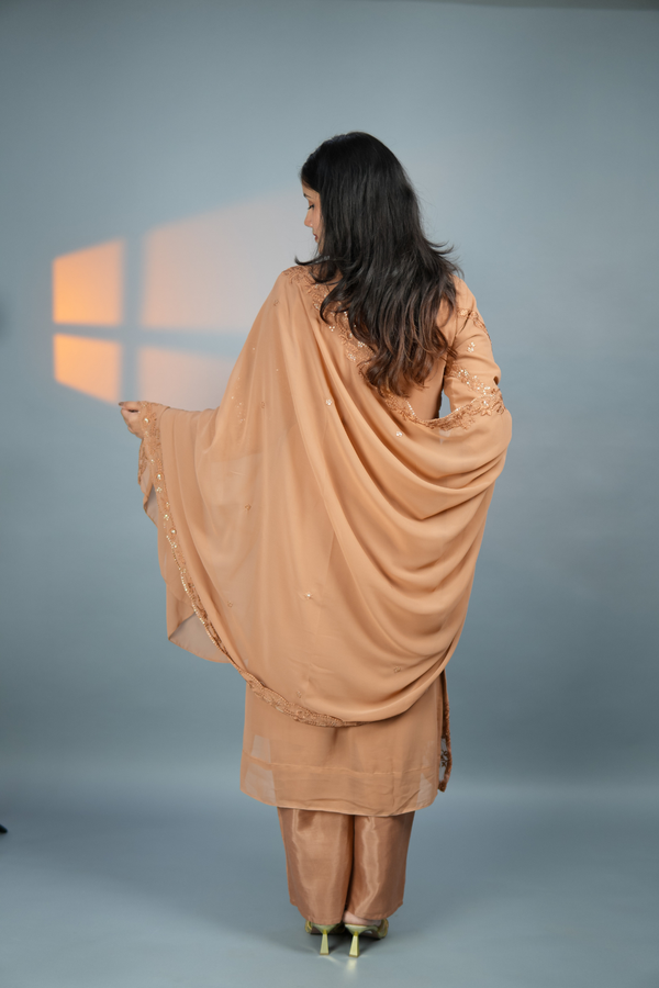 Amber Zari - Hand-Embroidered Chikankari Suit
