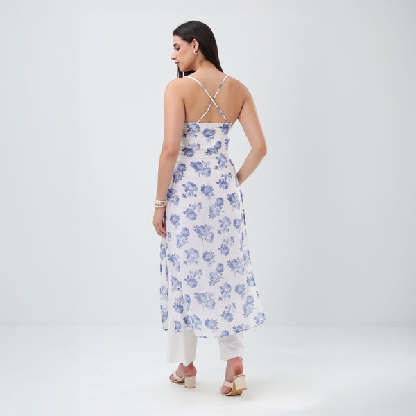 Sapphire Bloom Floral Kurti