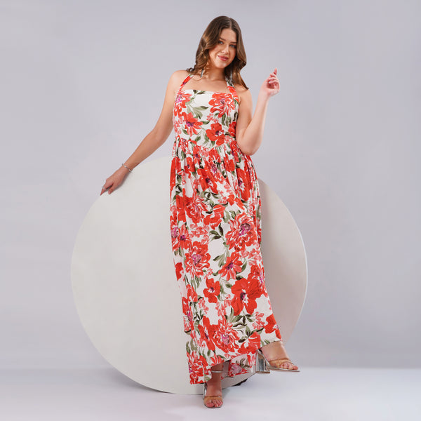Scarlet Bloom Maxi Dress