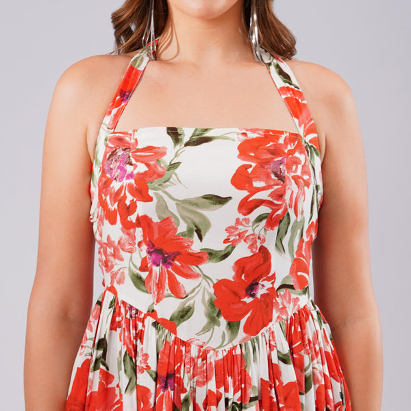 Scarlet Bloom Maxi Dress