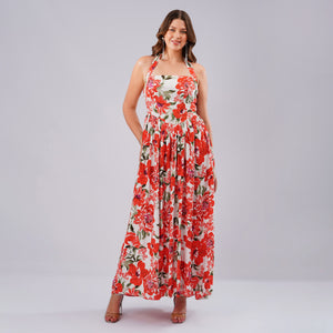 Scarlet Bloom Maxi Dress