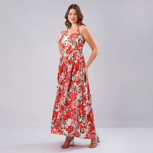 Scarlet Bloom Maxi Dress