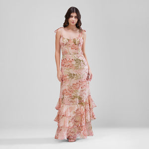 Blossom Layers Maxi Dress (Pastel floral)