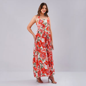 Scarlet Bloom Maxi Dress