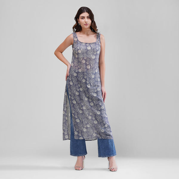 Indigo Bloom Longline Kurti