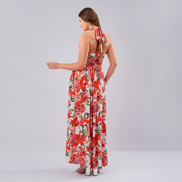 Scarlet Bloom Maxi Dress