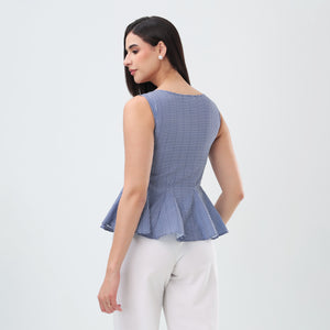 Checked Peplum Top