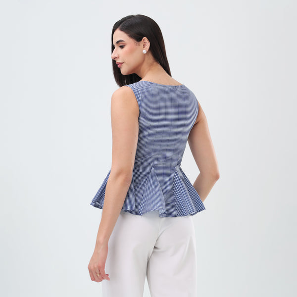 Checked Peplum Top