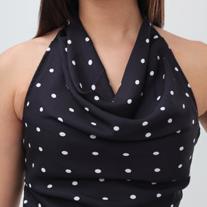 Dotted cowl ruffle Dress