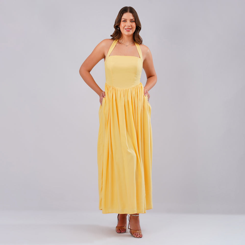 Golden Hour Halter Dress