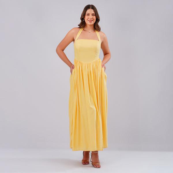 Golden Hour Halter Dress