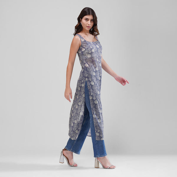 Indigo Bloom Longline Kurti