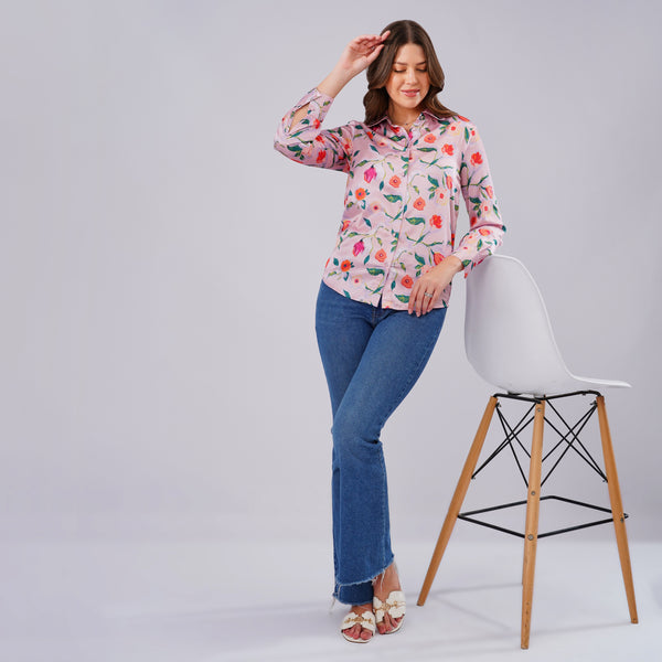 Blush Bloom Satin Shirt