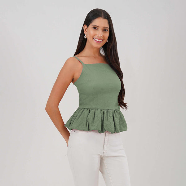 Peplum Strap Top (Green)