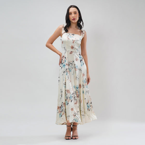 Ivory Blossom Midi Dress