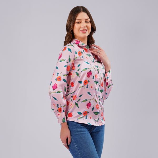 Blush Bloom Satin Shirt