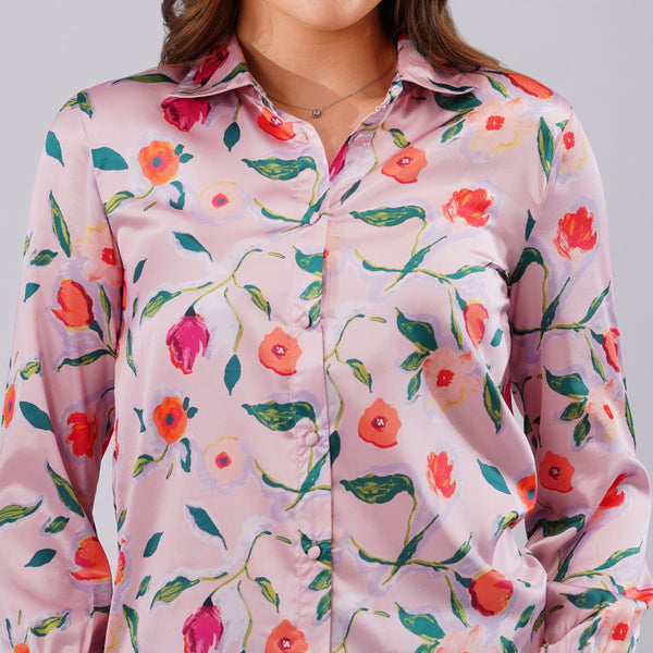 Blush Bloom Satin Shirt