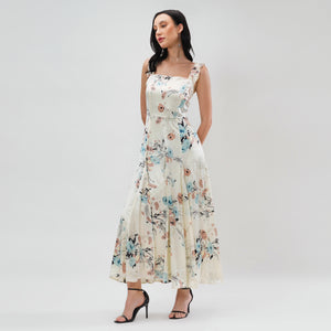 Ivory Blossom Midi Dress