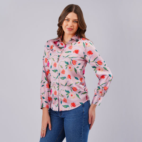 Blush Bloom Satin Shirt
