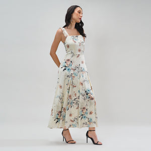 Ivory Blossom Midi Dress