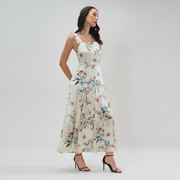 Ivory Blossom Midi Dress