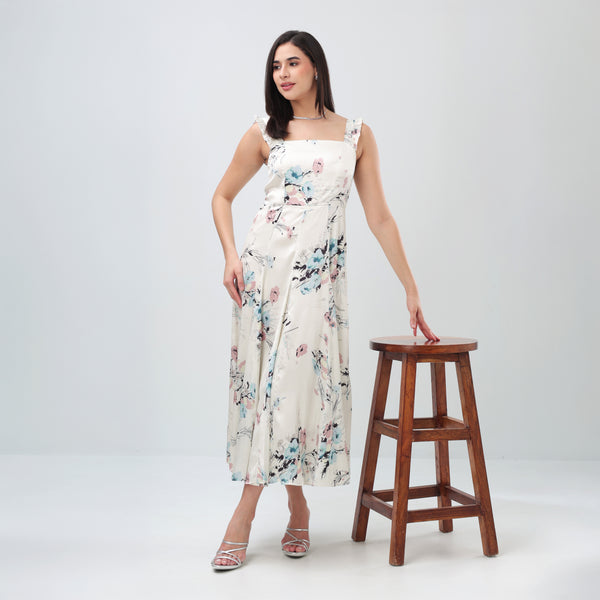 Ivory Blossom Midi Dress