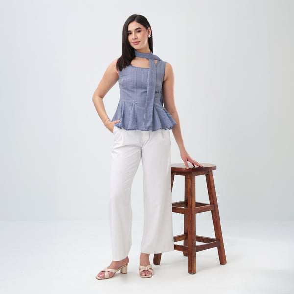 Checked Peplum Top