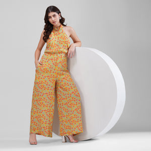Tropical Vibes Halter Jumpsuit (Mango Mist)