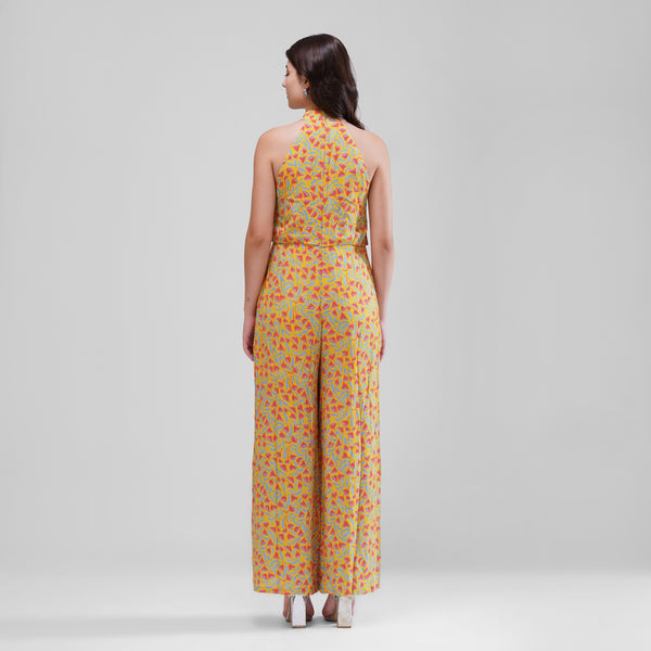 Tropical Vibes Halter Jumpsuit (Mango Mist)