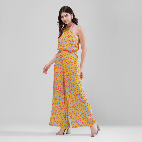 Tropical Vibes Halter Jumpsuit (Mango Mist)