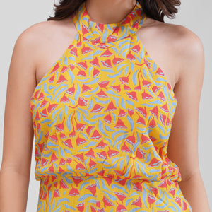 Tropical Vibes Halter Jumpsuit (Mango Mist)
