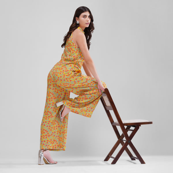 Tropical Vibes Halter Jumpsuit (Mango Mist)
