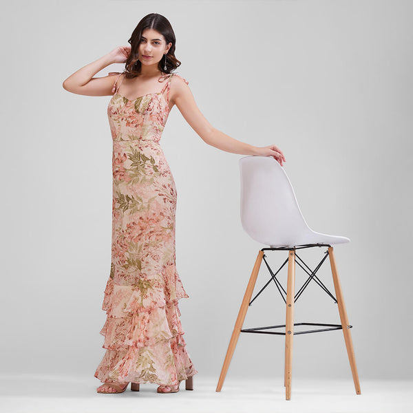 Blossom Layers Maxi Dress (Pastel floral)