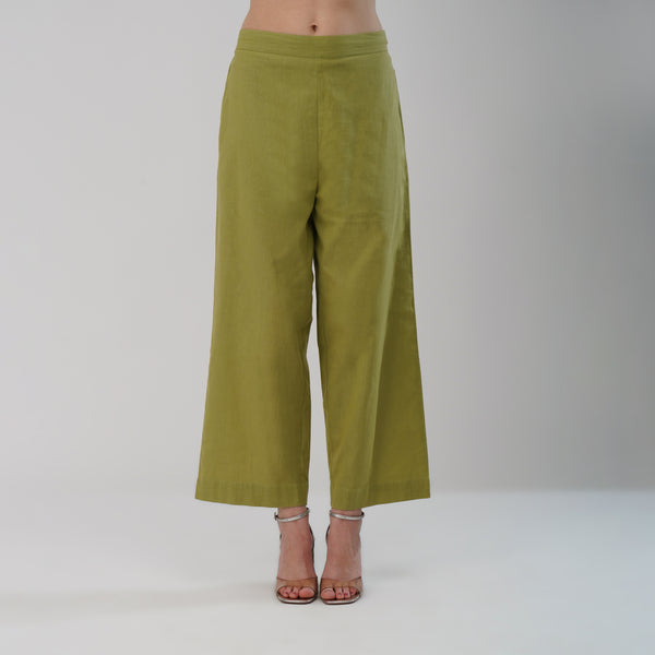 Olive Green Wide-Leg Pants