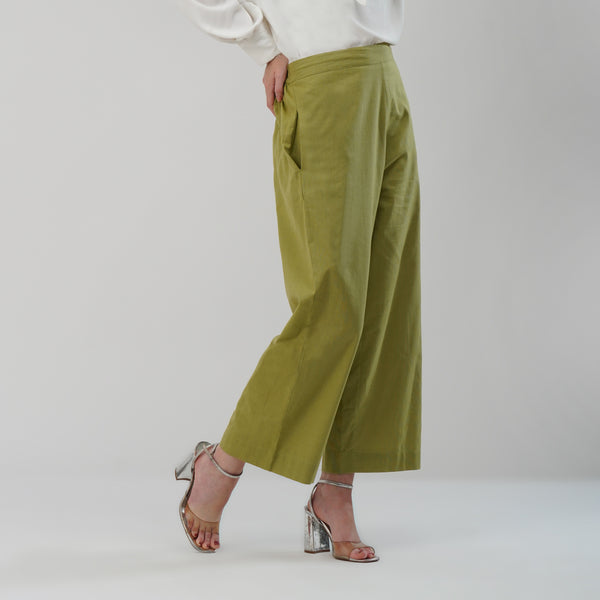 Olive Green Wide-Leg Pants
