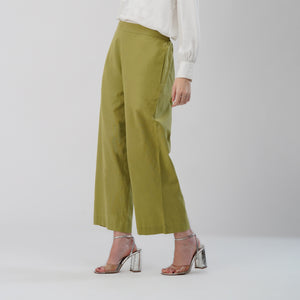 Olive Green Wide-Leg Pants