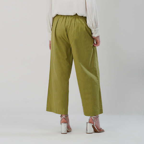 Olive Green Wide-Leg Pants
